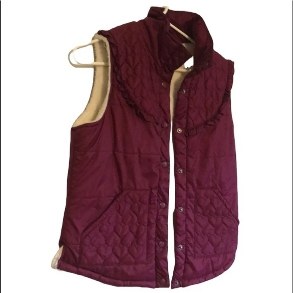 Roxy Estilo Sherpa Lined Maroon Girls Large Puffer Vest